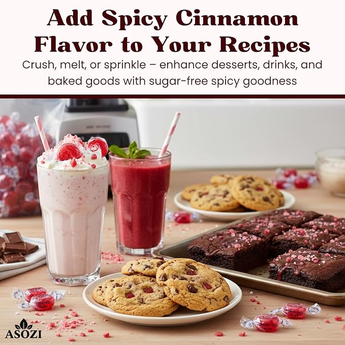 Sugar Free Cinnamon Hard Candy- 1lb Bulk Sugarless Candy Disc, Cinnamon Discs Individually Wrapped Keto And Diabetic Friendly, for Parties & Holidays by ASOZI