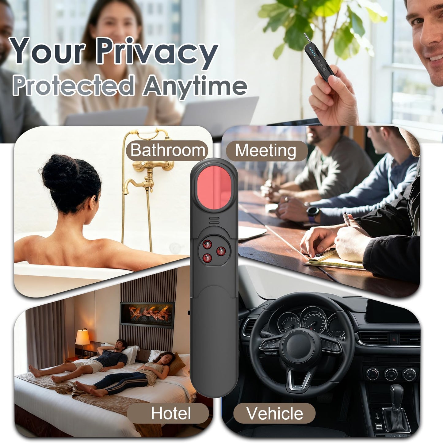 Hidden Camera Detectors & Anti-Spy Camera Finder, Wireless RF Signal Scanner, GPS Tracker Finder, Spy Device Detector for Travel, Office, Hotel, Dressing Room - Portable Privacy Protection