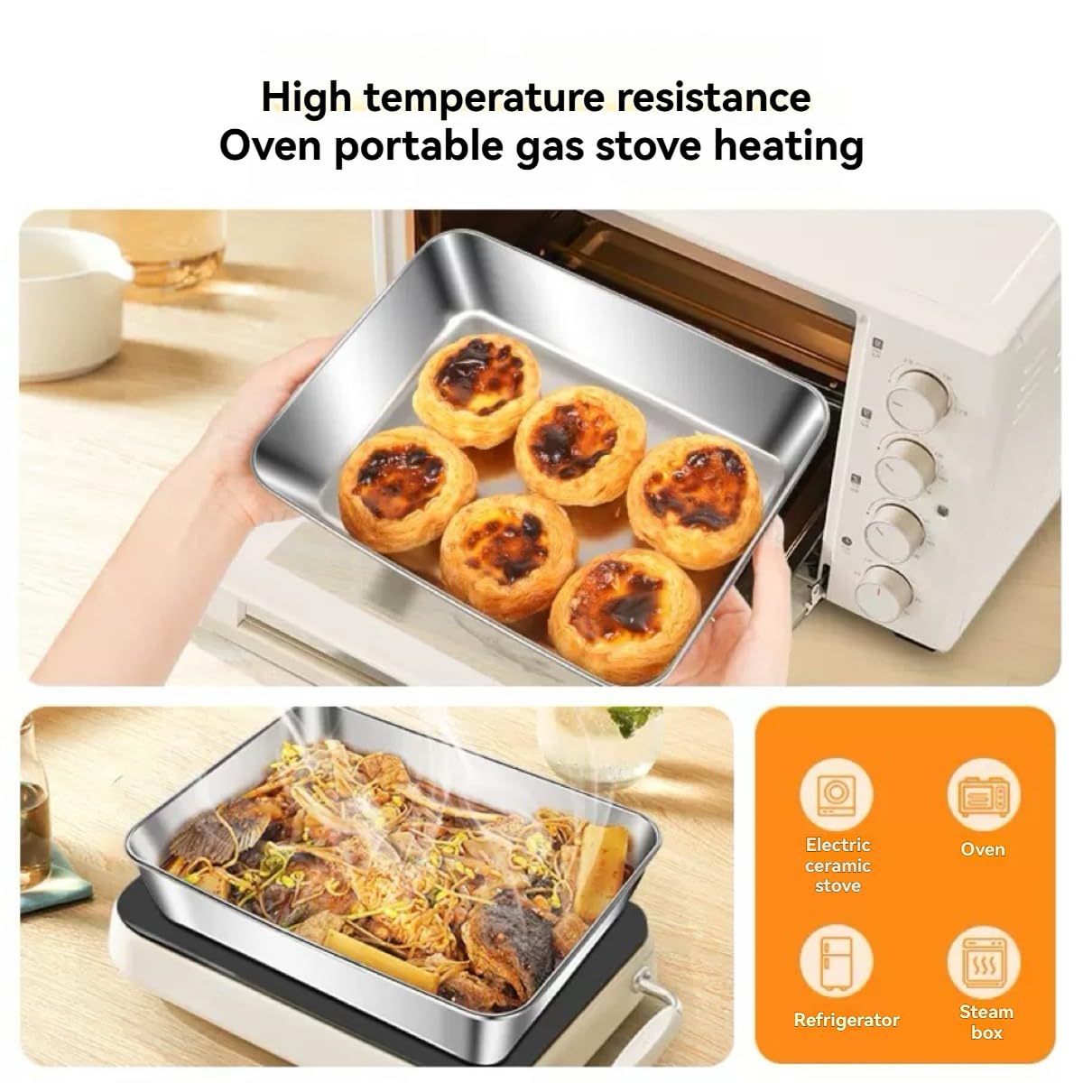 3PCS Stainless Steel Food Storage Containers，Meal Prep Containers, Kitchen tray with Lids,Oven plate，BPA Free