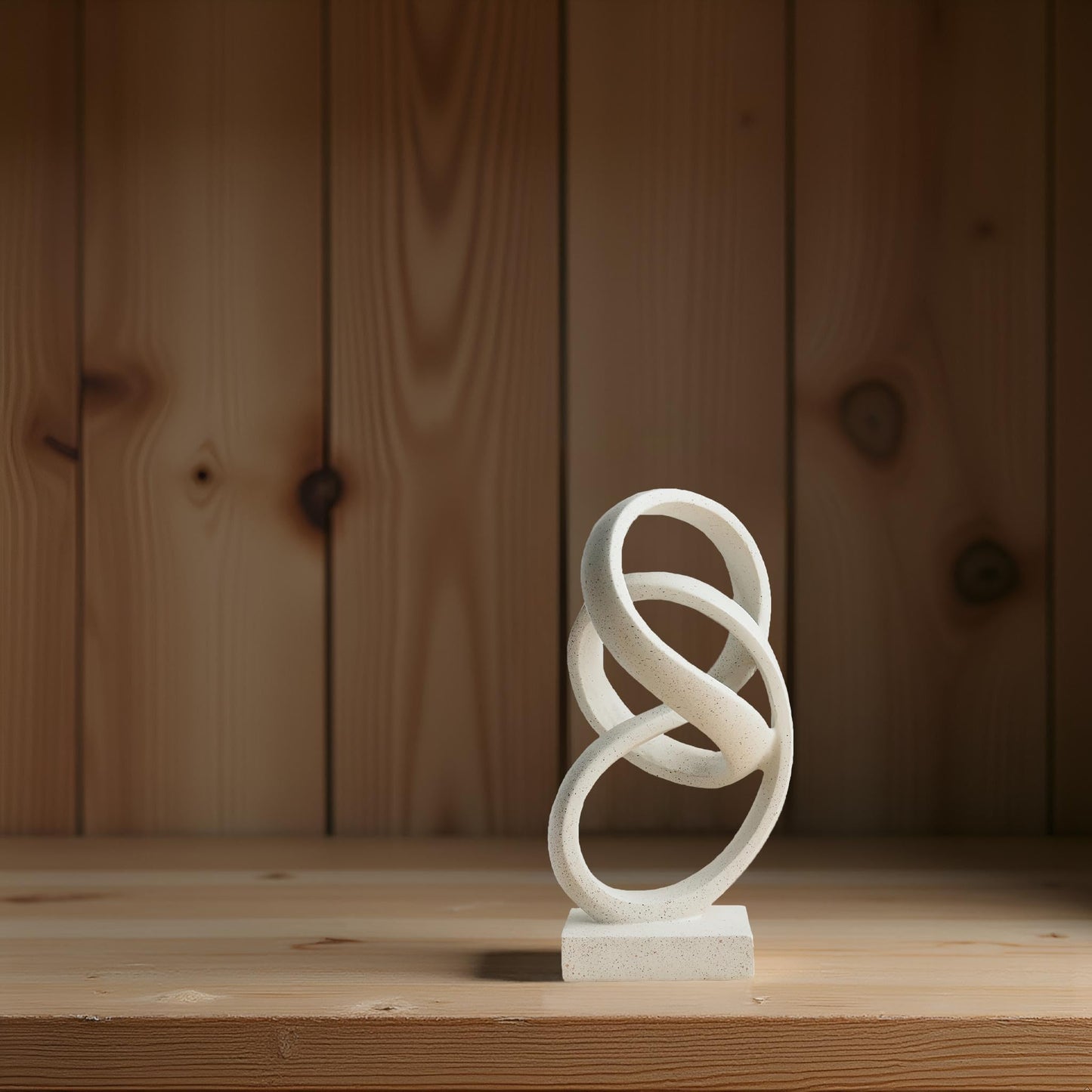 LAIKEARTS 10" Modern Abstract Ribbon Decorative Sculpture, Knot Sculptures,Home Decor,Coffee Table Statues,Dining Living Room Desk Decor（White）