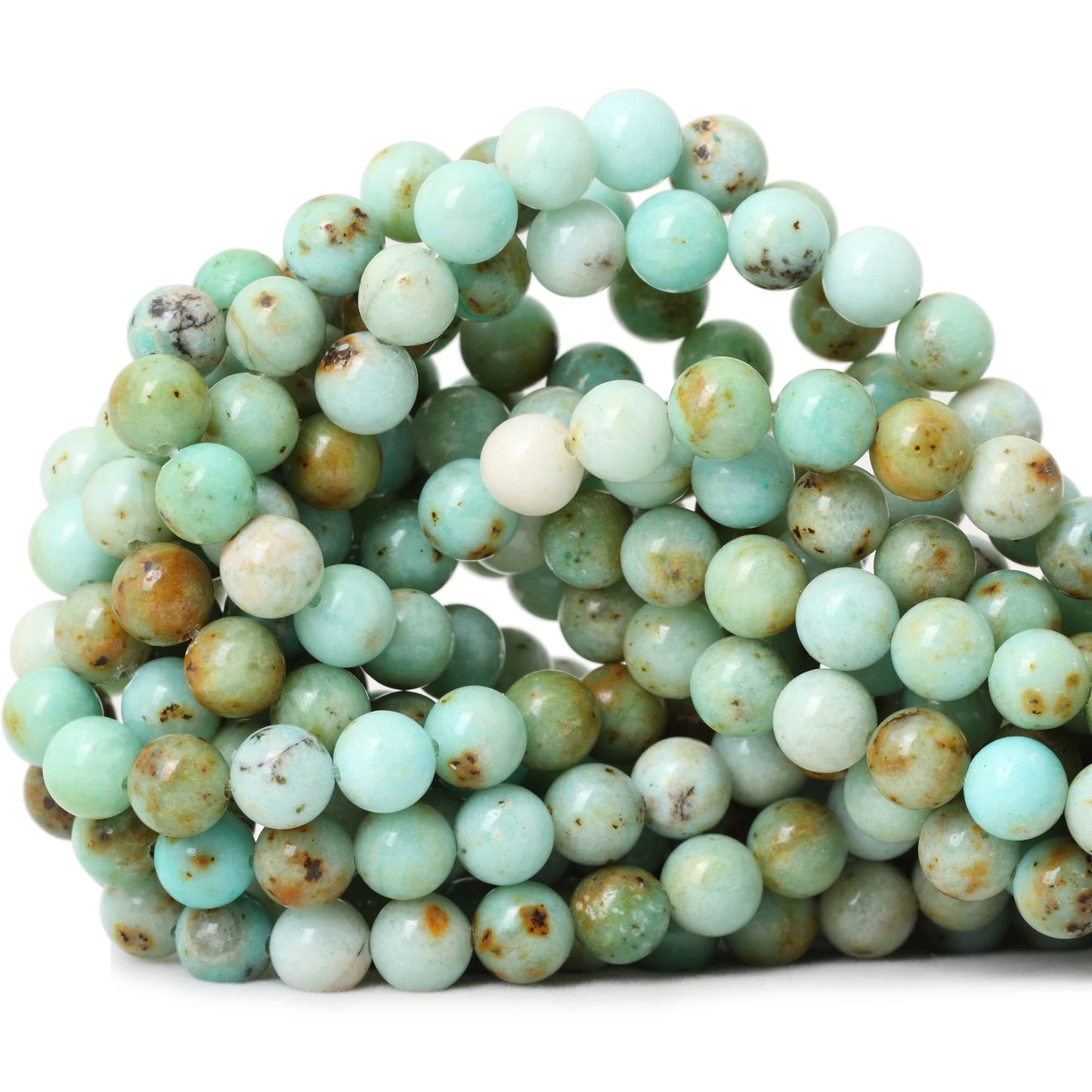CHEAVIAN 45PCS 8mm Natural Mongolian Turquoise Stone Round Loose Beads for Jewelry Making 1 Strand 15"