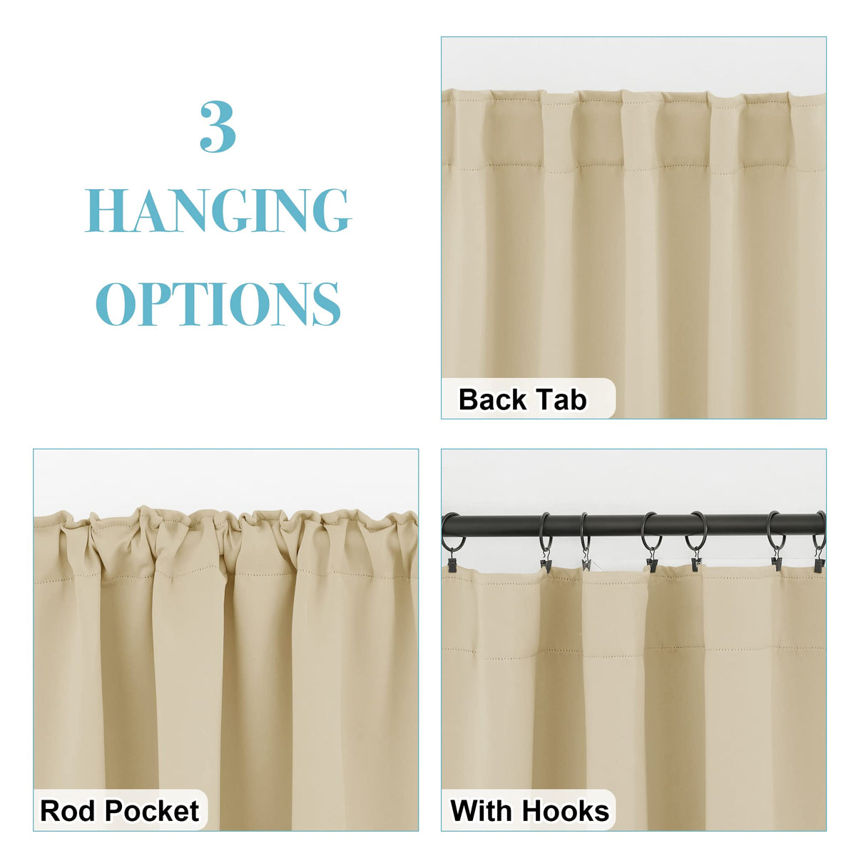 Blackout Curtains 72 inches Long for Bedroom (2 Count)