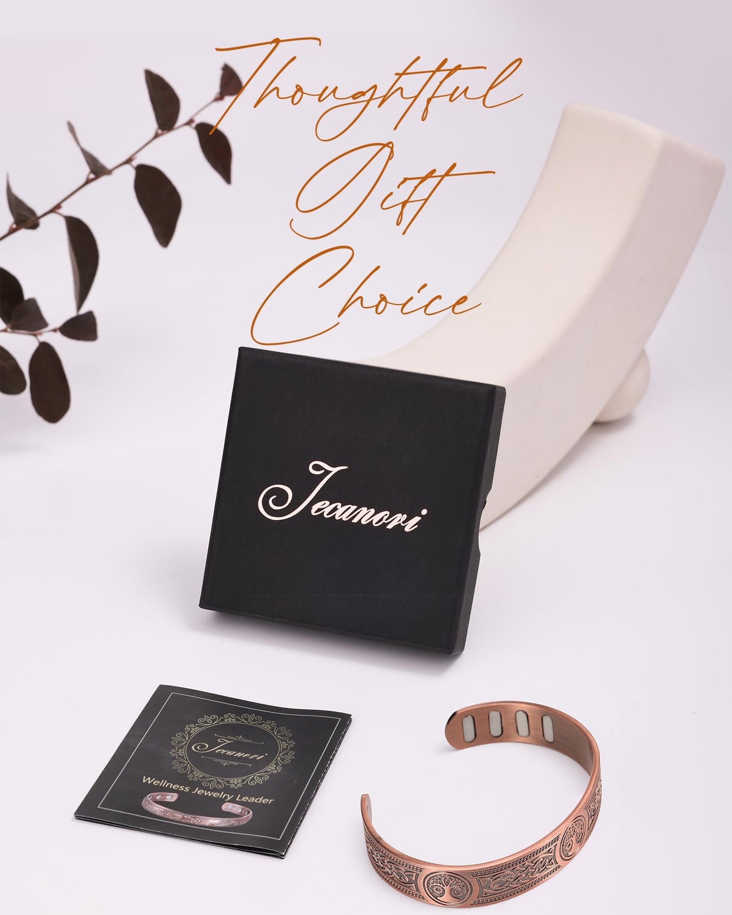 Jecanori Copper Magnetic Bracelets for Men and Women–Upgraded Oval Magnets-Adjustable Cuff Bangles