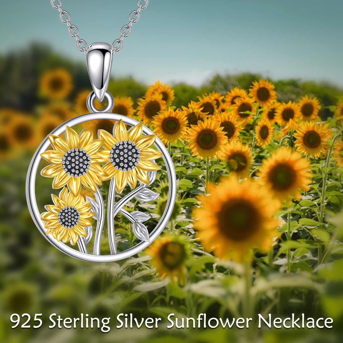 AOBOCO Sunflower Necklaces for Women 18K Gold Plated S925 Sterling Silver You Are My Sunshine Sunflower Gifts for Mom Her Inspirational Sunflower Gifts Christmas Birthday Gift for Women Motivation Sunflower Necklace