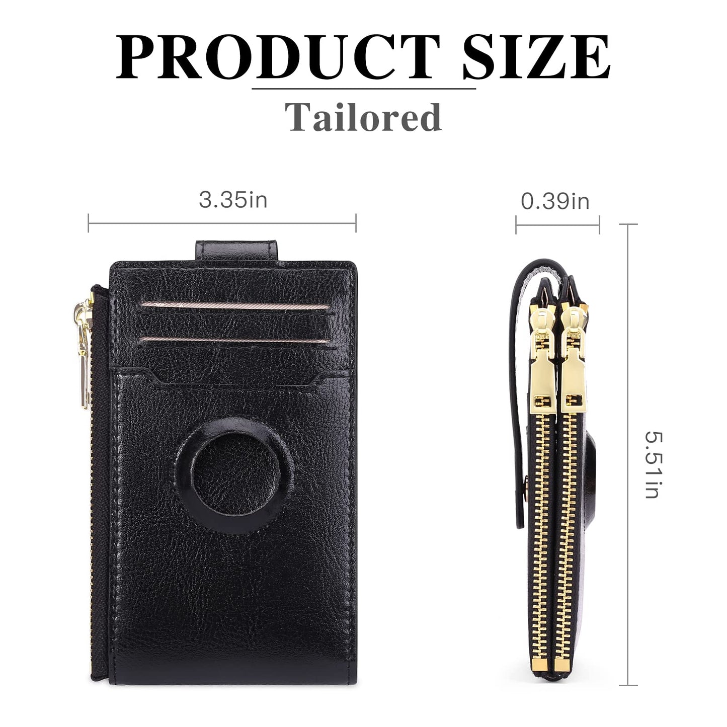 FALAN MULE Air-tag Womens Wallet Genuine Leahter Bifold Credit Card Holder with Built-in Integrated Case