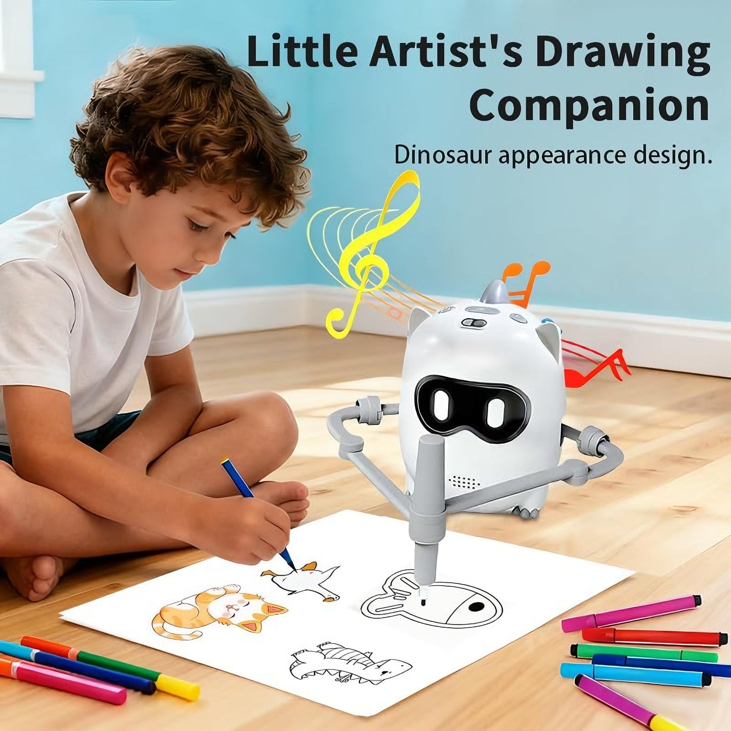 BRICXOR Drawing Robot for Kids with Camera Recognition, Smart Voice Interactive Painting Robot Educational Machine, Montessori Learning Toys with 100 Cards, 12 Colorful Pens Boys Girls