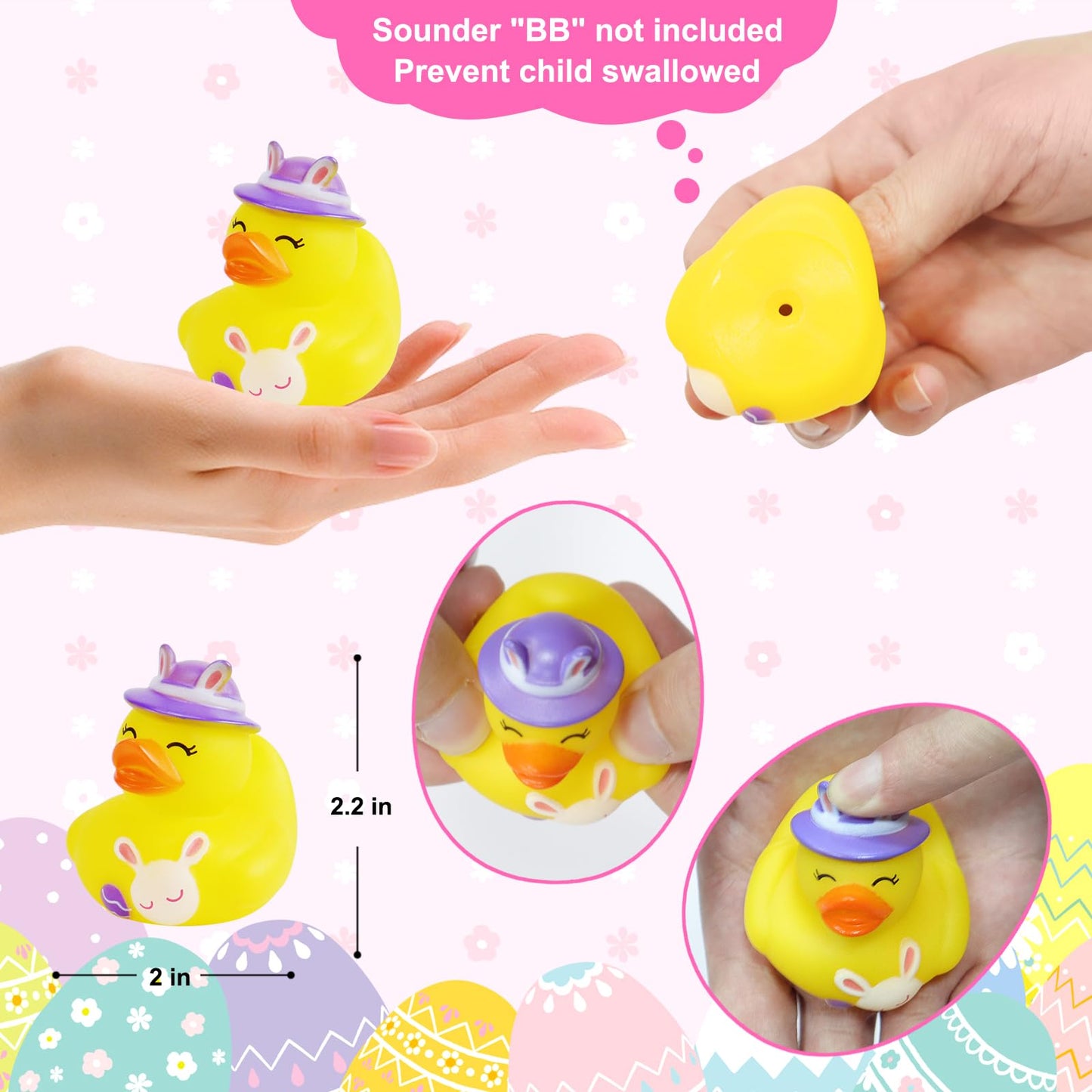 100PCS Easter Rubber Ducks in Bulk,Assorted Gifts Party Favors ,Resurrection Bunny Rubber Duck Pack , Funny Bath Tub Toys for Kids, Baby Showers Accessories