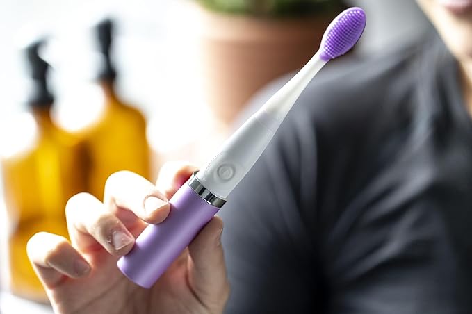 Lip Exfoliator w/AAA Battery (Lavender) - Silicone Lip Brush for Dry, Chapped, & Chafing Lips - Soft Bristle Lip Brush Exfoliating Tool for Smooth, Luscious Lips - Lip Products for Women & Men…