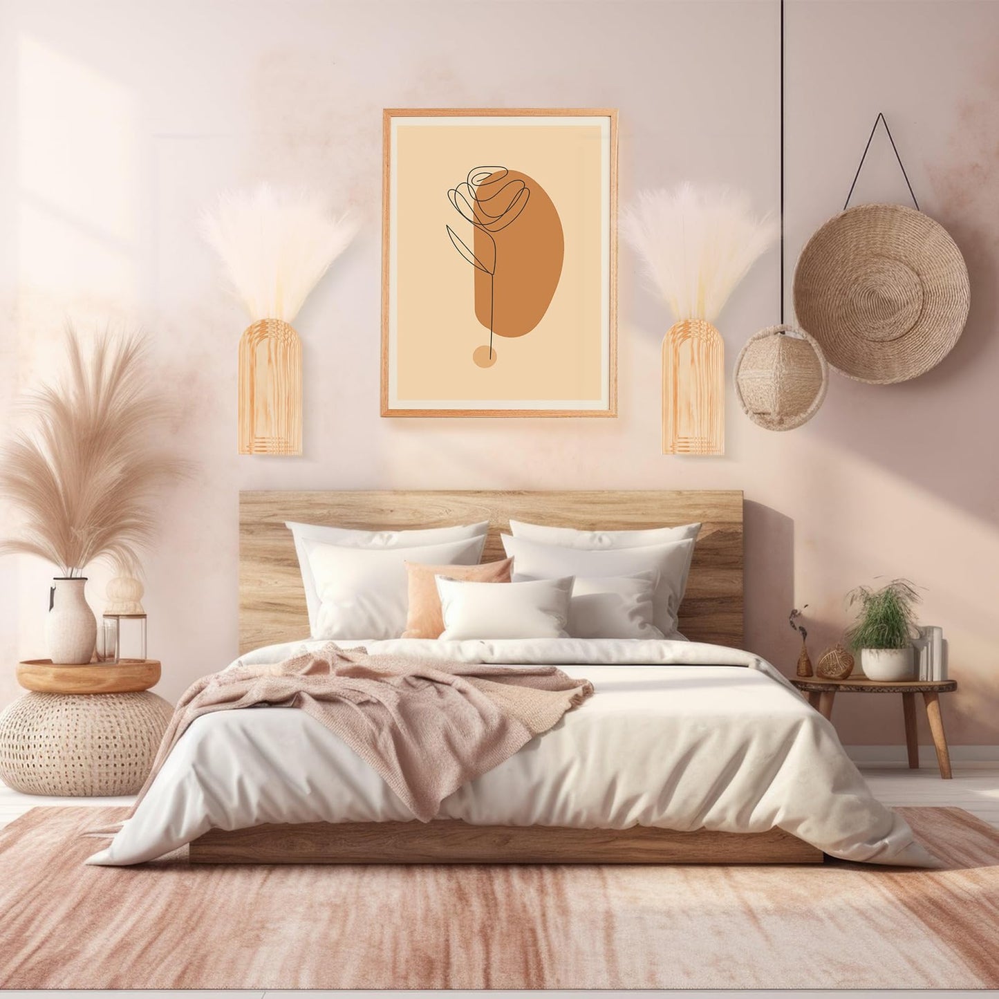 2 Pcs Wooden Wall Vase Set for Decor with 10pcs Artificial Eucalyptus Plants-Boho Hanging Planter Modern Farmhouse Wall Decor for Bathroom Living Room Dining Room Bedroom Kitchen