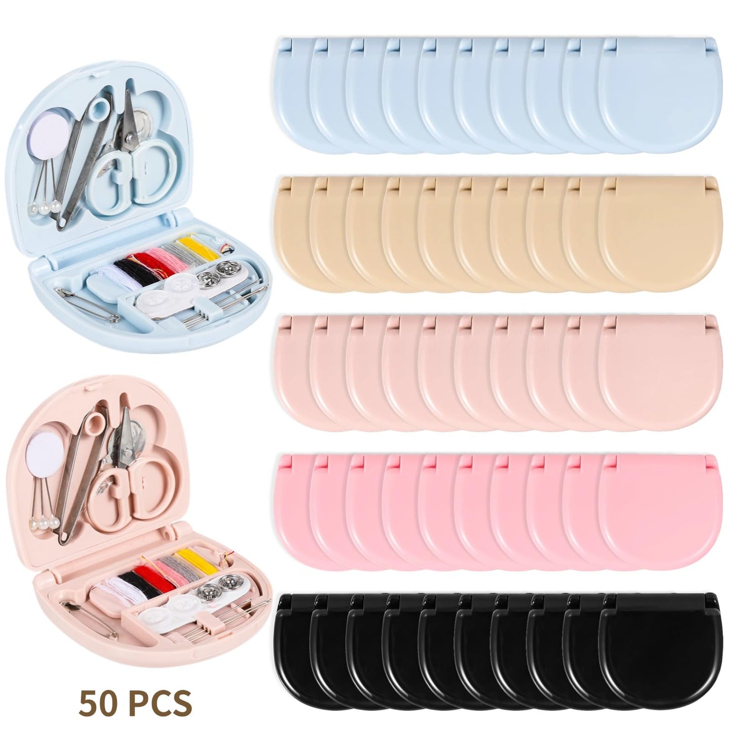 50 PCS Mini Travel Sewing Kits - Basic Portable Emergency Sewing Repair Kit, Including Threads Scissors Hand Sewing Needles for Beginner Traveler Sewing Lovers