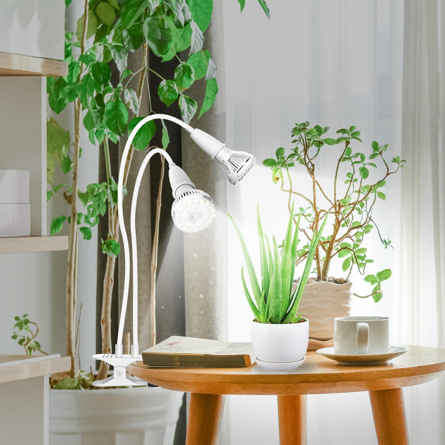 SANSI LED Grow Lights for Indoor Plants, 300W Full Spectrum Clip-on Gooseneck Grow Light with Ceramic Tech.,20W Plant Light for Indoor Growing High PPFD, Lifetime Free Bulb Replacement White, No Timer