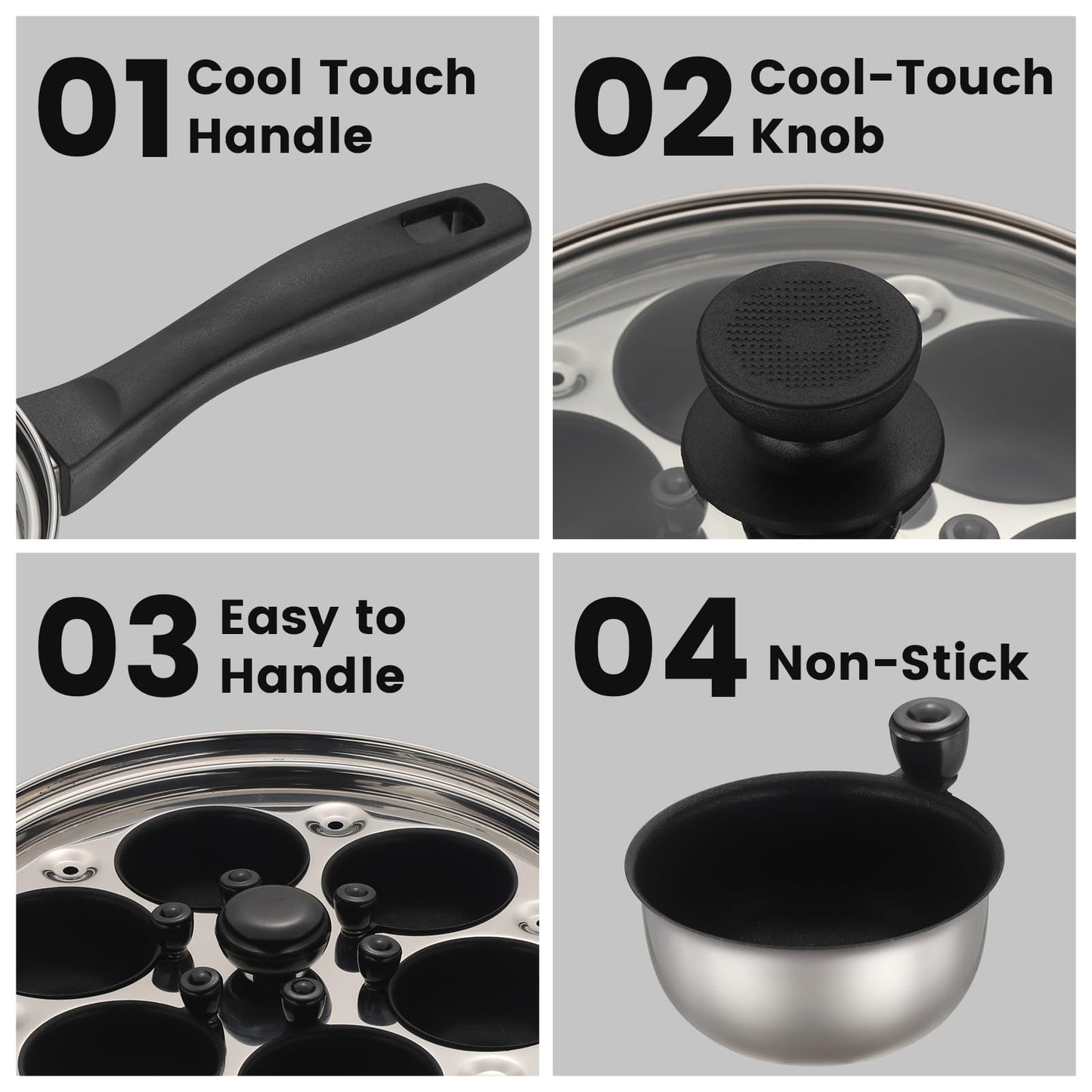 MARSKITOP Egg Poacher, Poached Eggs Cooker, Stainless Steel Egg Poaching Pan Food Grade Safe PFOA Free