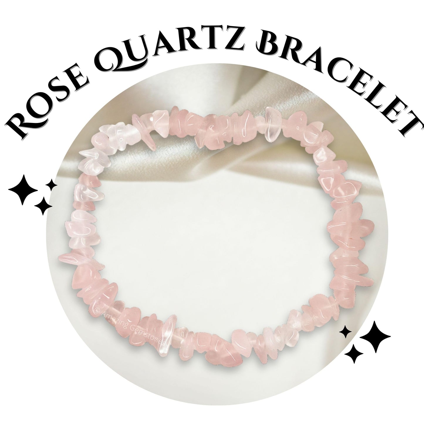 Amazing Gemstone Chips Bracelet (Rose Quartz)