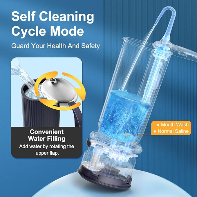 Water Flossers for Teeth - Portable Electric Flosser for Teeth with 4 Modes & 5 Jet Tips Self-Cleaning Function USB Rechargeble IPX7 Cordless Water Flosser