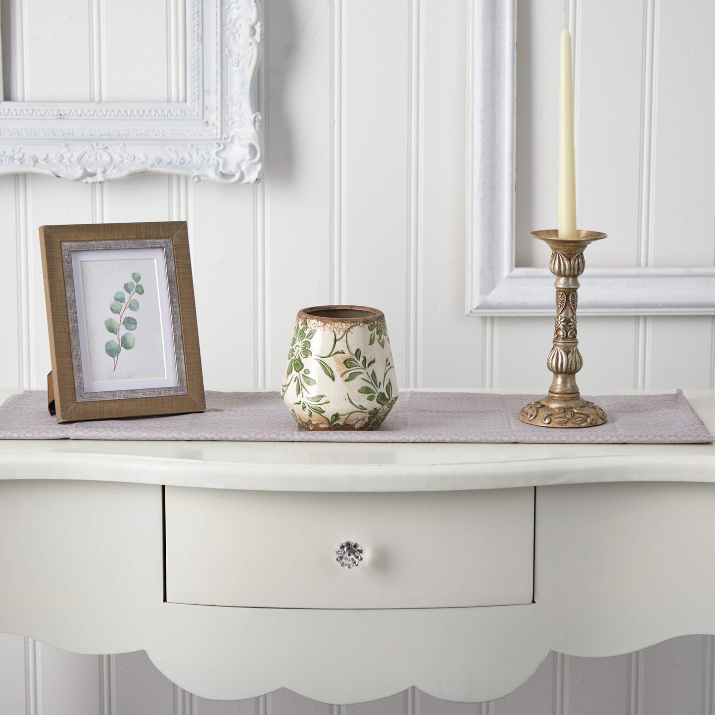 5.5in. Tuscan Ceramic Green Scroll Planter