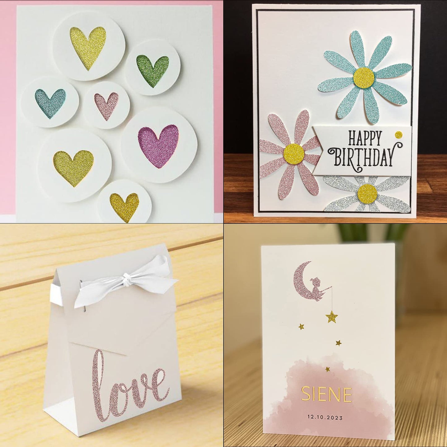Simetufy Glitter Cardstock, 40 Sheets in 20 Colors, Premium Cardstock for Cricut, Crafts and DIY Projects, Sparkly Paper for Card Making, 250 GSM