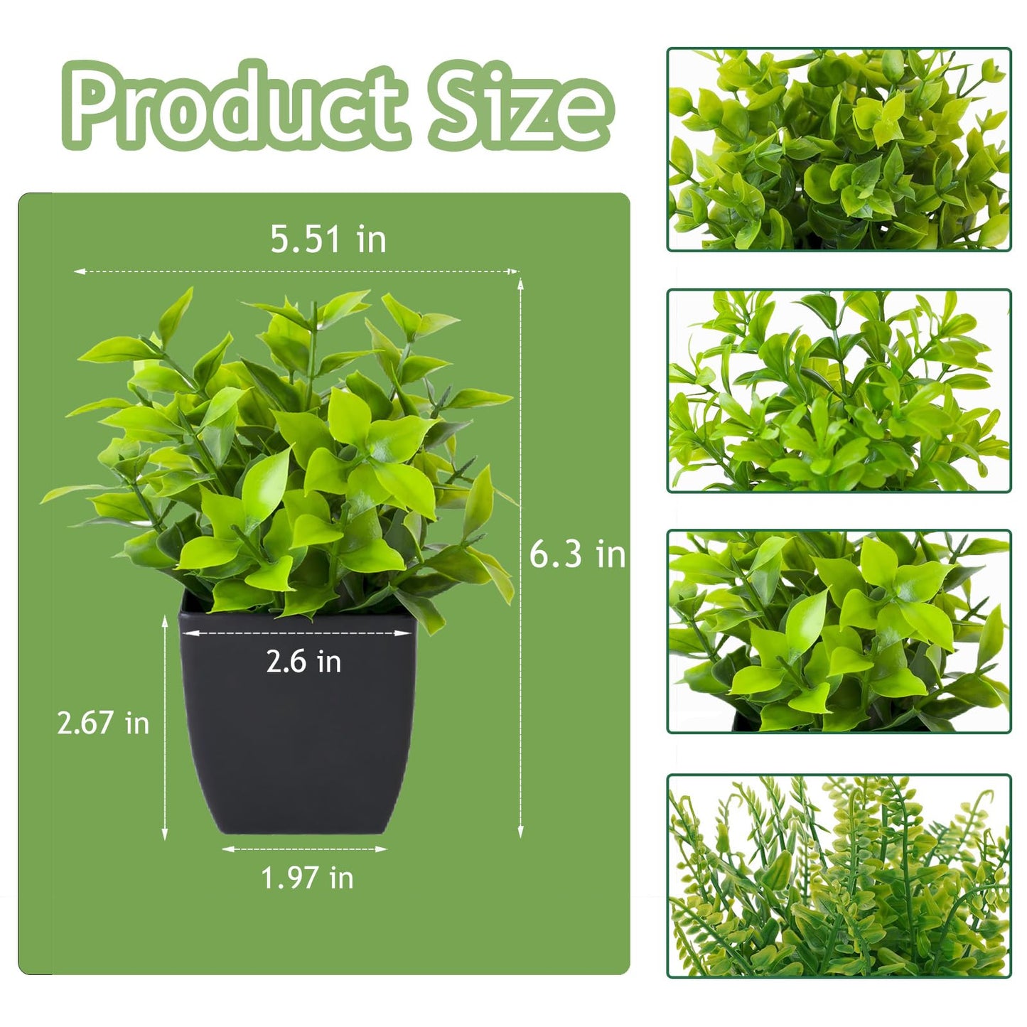 Grever 4 Pack Small Fake Plants in Blue Pot Mini Artificial Potted Plants for Home Bathroom Office Table Desk Shelf Indoor Decor