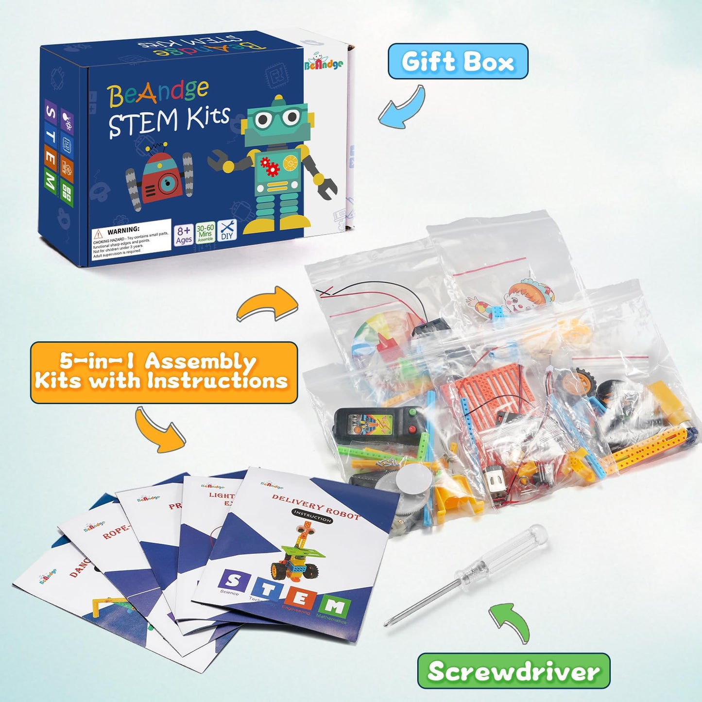 STEM Robotics Kits for Kids Age 8-12, DIY Engineering Crafts Kit Science Robot Building STEM Toys for Boys & Girls Ages 8-13 8-10 8 9 10 12 13 14