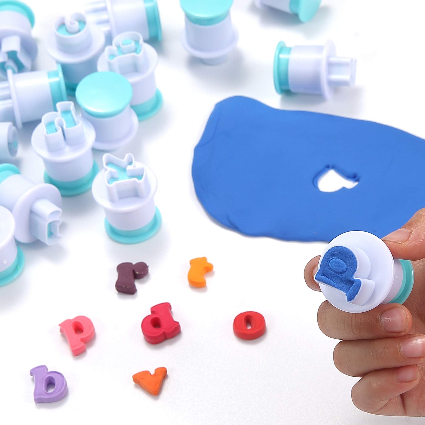 Nuoda Alphabet Letters Molds, 26pcs Plunger Cutters, Fondant Cake Biscuit Mold,Cake Decorating Tools, Cookie Stamp Impress,Embosser Cutter, DIY Sugar Craft Cookies Plunger-Plastic (Lowercase Letters)