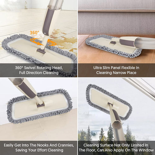 Spray Wet Mops for Hardwood Floor Cleaning - MEXERRIS Microfiber Dust Mop with Spray 3X Reusable Washable Pads - Hard Wood Floor Mops Commercial Home Mop for Laminate Wood Tiles Hardwood Vinyl