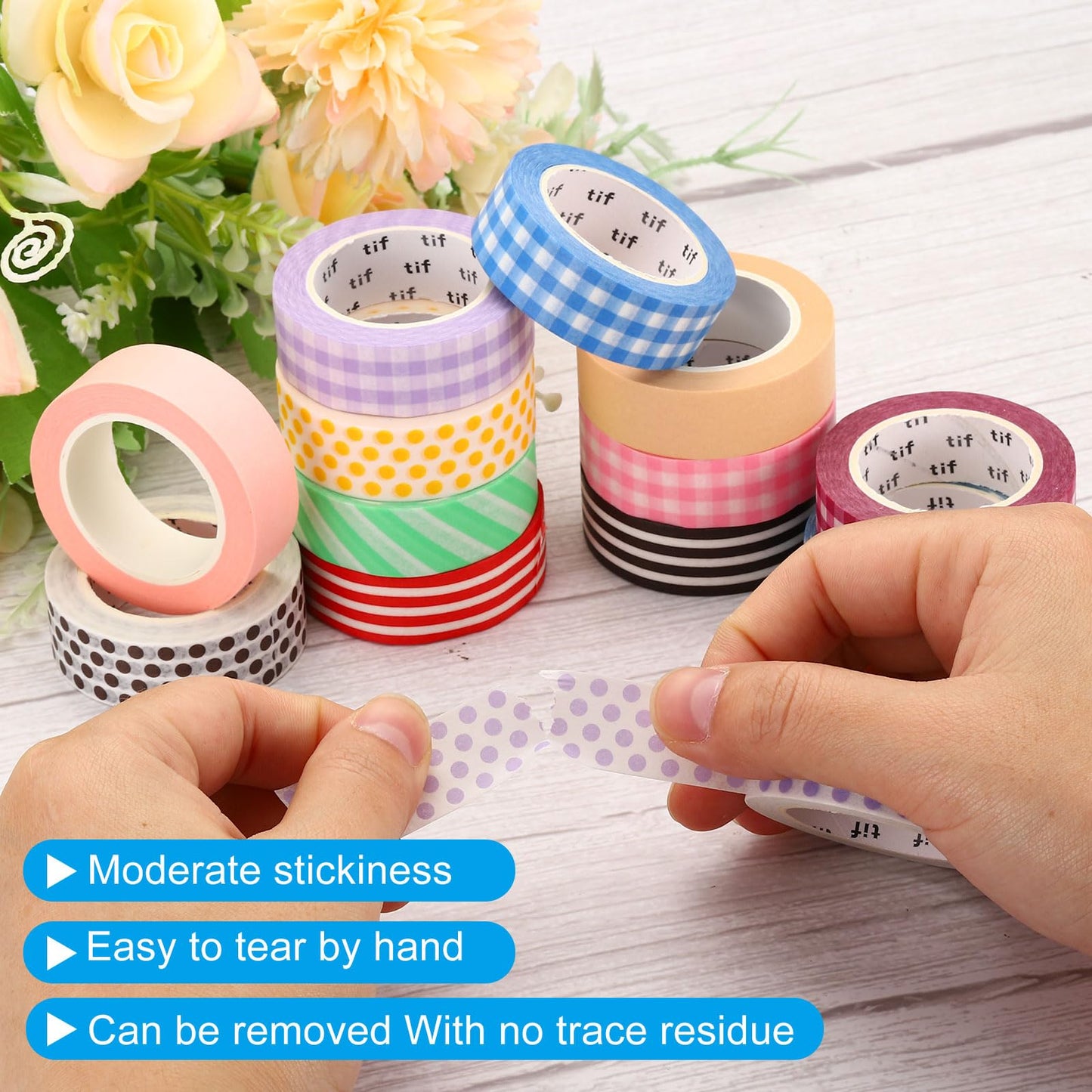 PATIKIL Washi Tape 0.59 Inch x 10.93 Yards, 4 Roll Self Adhesive Horizontal Stripes Pattern Masking Sticker for DIY Art Craft Wrapping Decoration, Light Blue