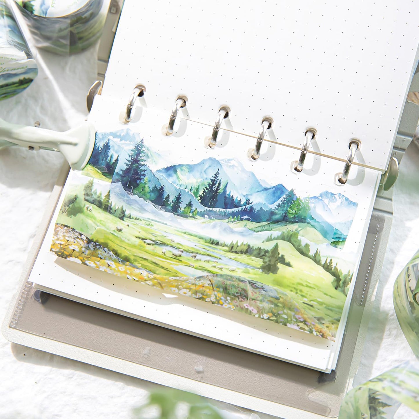 12 Rolls Forest Natural PET Washi Tape Set, Transparent Waterproof Landscape Decorative Tape, 30mm Wide 6.56ft Long/Roll Irregular Aesthetic Masking Tape for Crafts Journaling Scrapbook Supplies