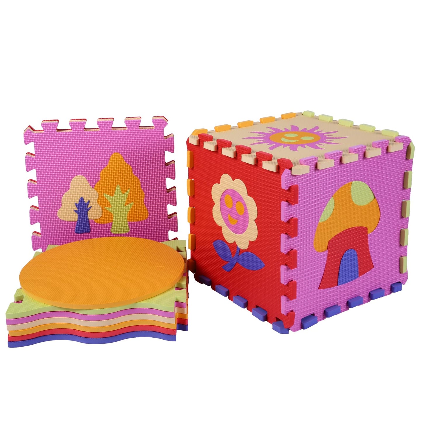 Foam Play Mat for Kids，25Pcs Square Interlocking Puzzle Floor Mat，Baby Play Mat Floor Mat Foam Puzzle Playmat for Toddlers with Fence