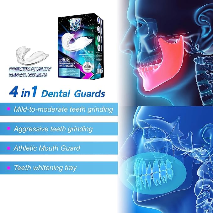 Moldable Mouth Guard for Teeth Grinding, Customizable Boil-and-Bite Mouthguard for Clenching, Dental Protection for Adults, Teens and Kids