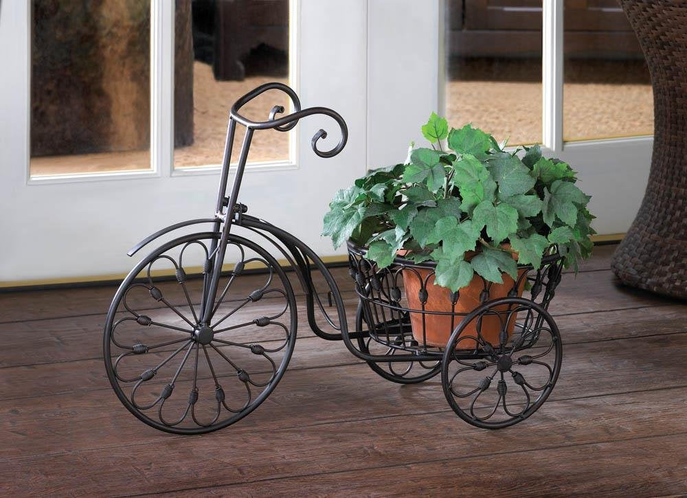 WROUGHT IRON Tricycle PLANT STAND Bicycle PLANTER POT