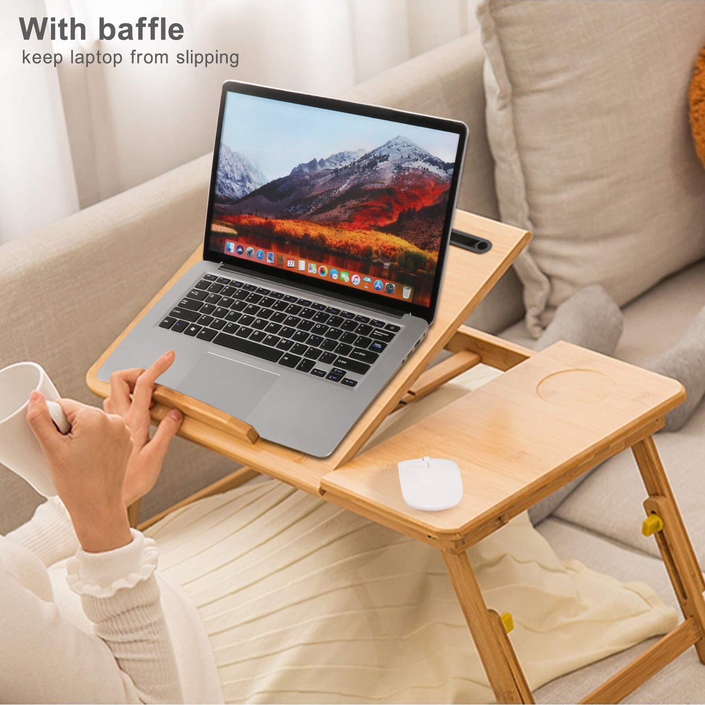 SOFFRIA Lap Desk Bamboo Bed Tray Table Fits up to 17.7 Inch Foldable Laptop Desk for Breakfast Homework Study Reading Eating Food Tray Table