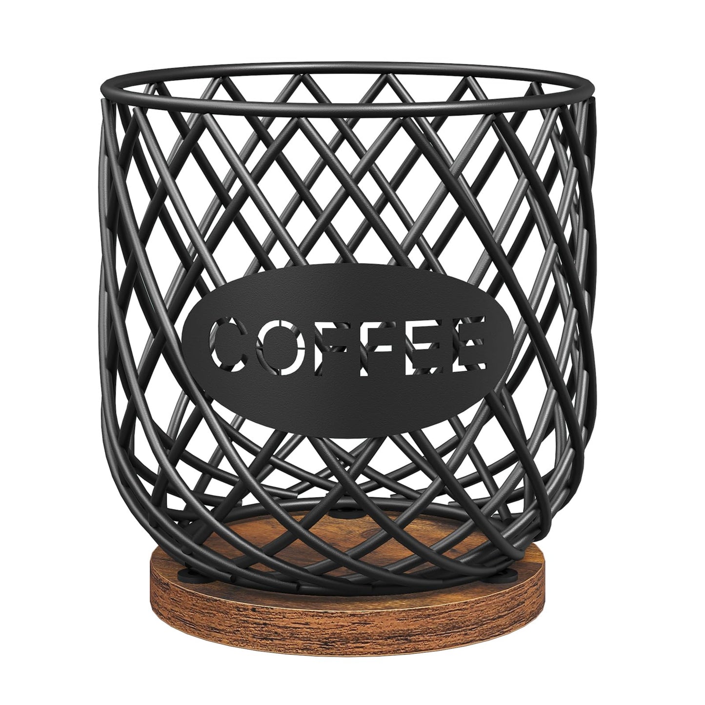 YATINEY Coffee Pod Holder Organizer, Holder for K Cup, Large Capacity Coffee Pod Basket, Versatile Coffee Capsule Storage Organizer, for Kitchen Countertop, Rustic Brown KH09BR
