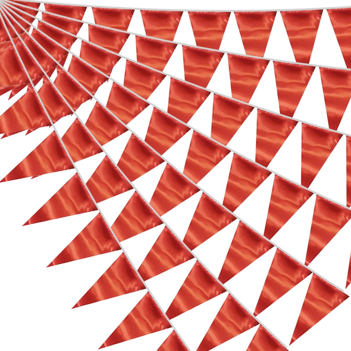 40M/130FT Red Triangle Pennant Banner Flag Metallic Fabric Bunting Garland for Christmas Graduation Wedding Engagement Anniversary Bachelorette Birthday Bridal Shower Valentines Hen Party Supplies