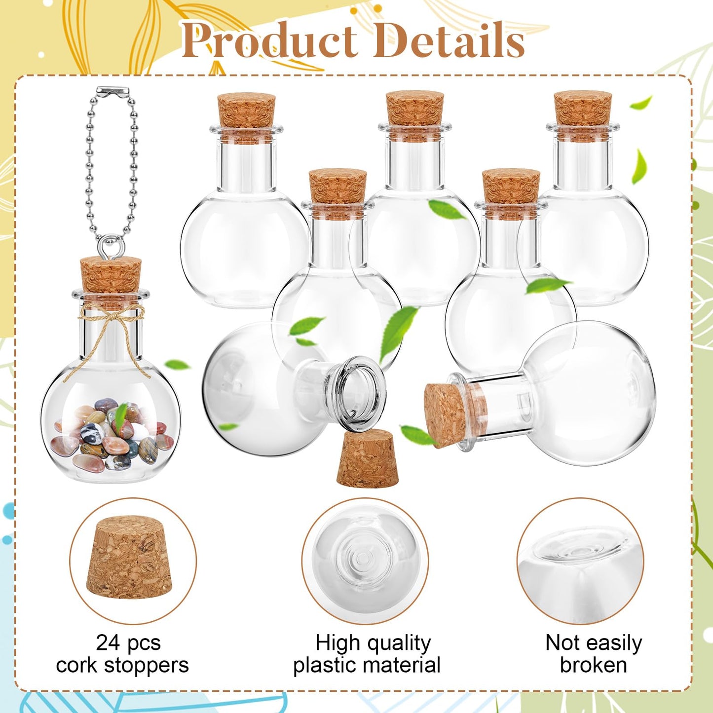 badashun 20 Packs Mini Plastic Bottles with Corks Clear Small Plastic Bottles for Birthday Baby Shower Wedding DIY Crafts Party Christmas Halloween Decoration Present