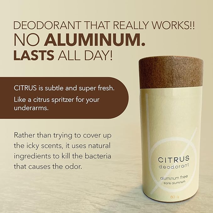BOTTLE NONE | Citrus Most Popular Deodorant | Aluminum Free Deodorant with Zinc, Baking Soda and Therapeutic Grade Essential Oil | Citrus Scent | Lasts 6+ Months