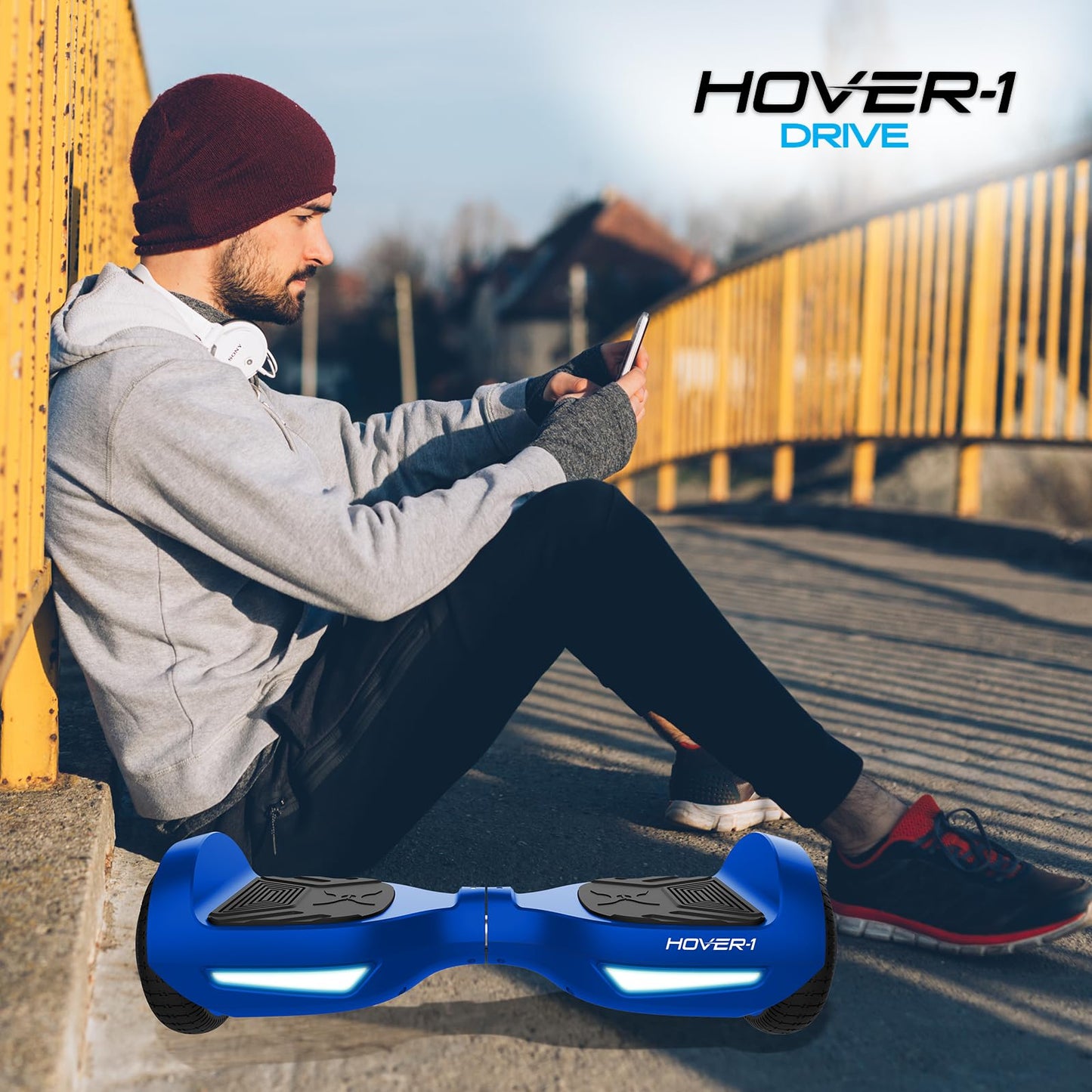 Hover-1 Drive Electric Self Balancing Scooter with 7MPH Top Speed, 3 Mile Range, Long Lasting Lithium-Ion Battery, 6 HR Full Charge, Path Illuminating LED Lights and 6.5” Wheels
