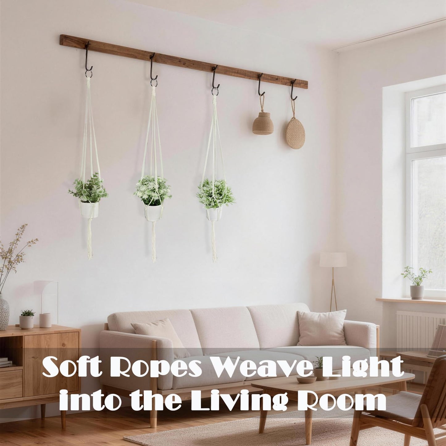 HahaMagic 3 Pack Artificial Hanging Plants Indoor with Macrame Hangers – Fake Hanging Plants Set with Handmade Boho Plant Hangers & Hooks for Home, Kitchen, Office Décor