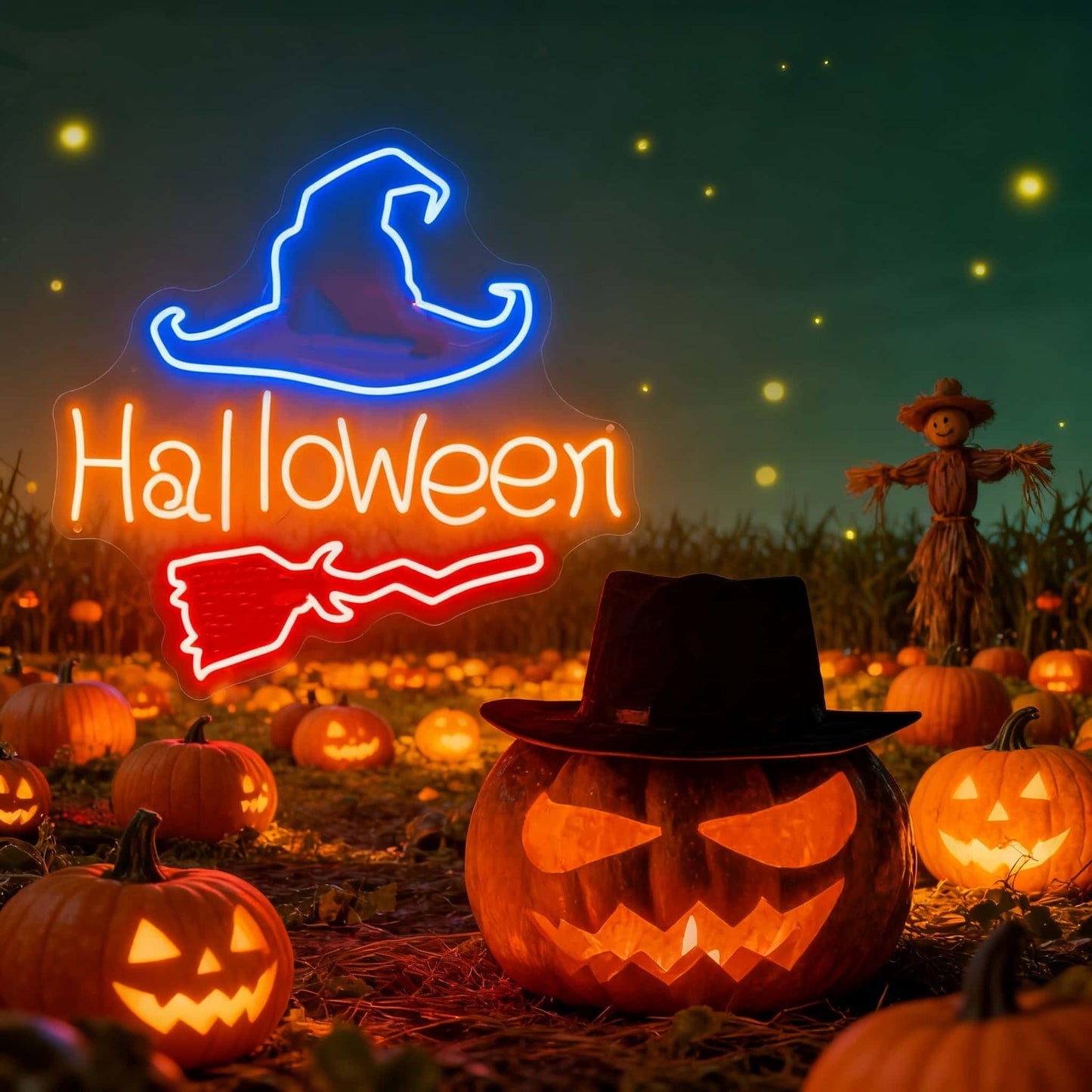 Happy Halloween Neon Sign Halloween Home Decor Halloween Witch Hat Decor Witch Neon Signs Witch Boo Halloween Signs Trick Or Treat