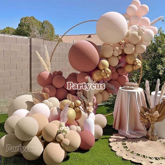 Dusty Rose Balloon Arch Kit, Double Stuffed – Mauve, Pink, Cream, Sand White, Tan & Blush Gold Latex Balloons for Baby Shower, Wedding & Boho Birthday