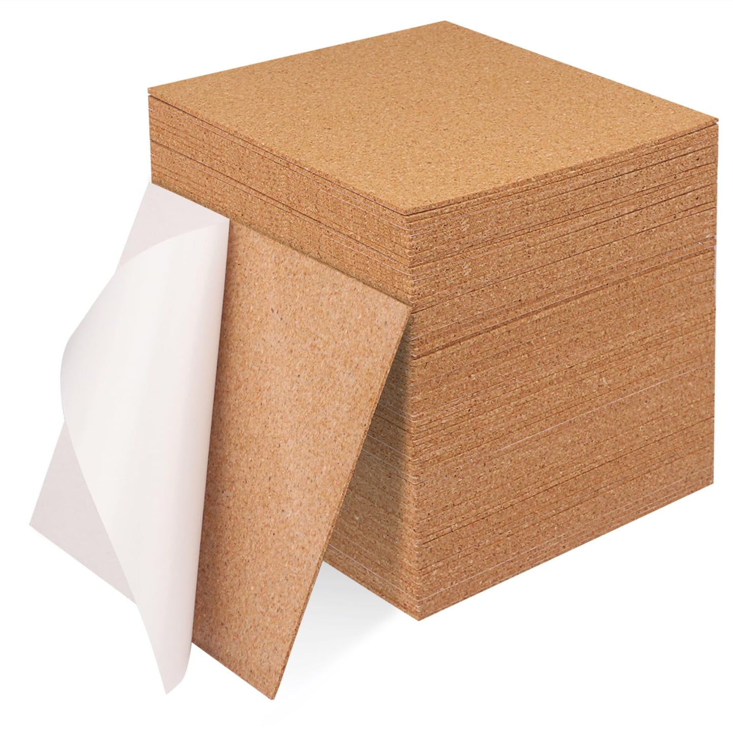 50 Pack Self Adhesive Cork Squares, 6 x 6 Inches Cork Backing for Coasters, Cork Squares for DIY Crafts and Coasters, Natural Soft Wood with Strong Adhesion Backing, 2 mm Thick,by GNIEMCKIN.