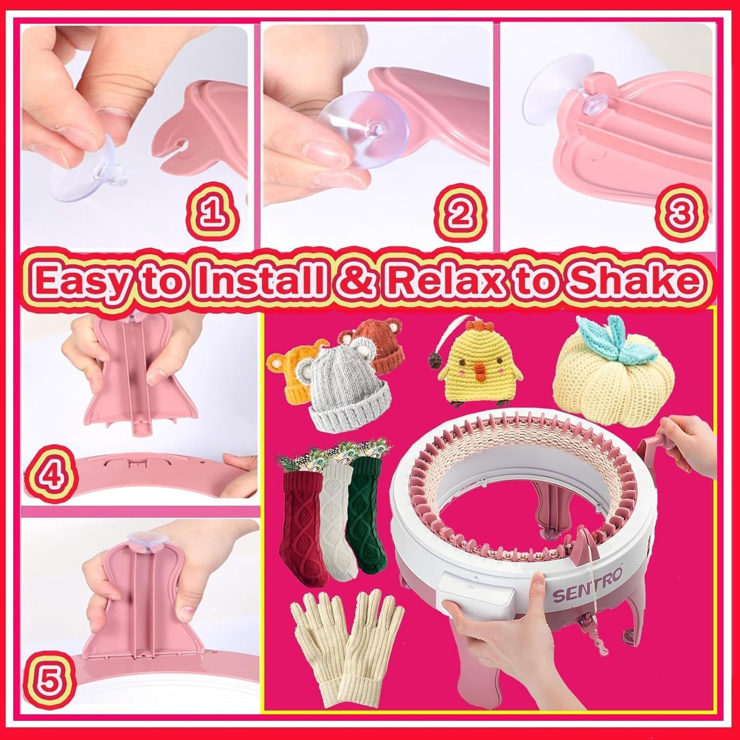PKYOHYI Sentro Knitting Machine, Sentro 40 Needles Knitting Machine Automatic Circular Weaving Spinning Knitting Loom Machine Kit for Adults and Beginners for Scarf, Hats, Sweater, Kintting Toys