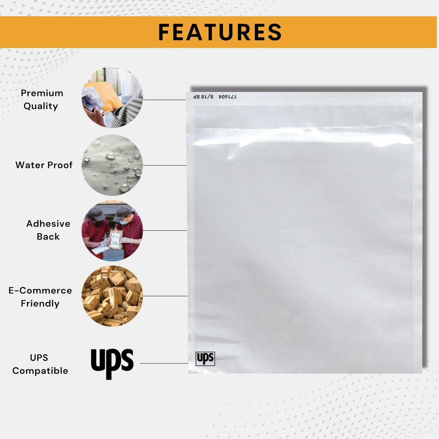 250 Pack 6.5"x10" UPS Shipping Label Sleeves – Clear Self-Adhesive Packing Slip Pouches, Waterproof Packing List Envelopes – Ideal for Shipping Documents, Mailing Labels, Invoices & Packing Slips