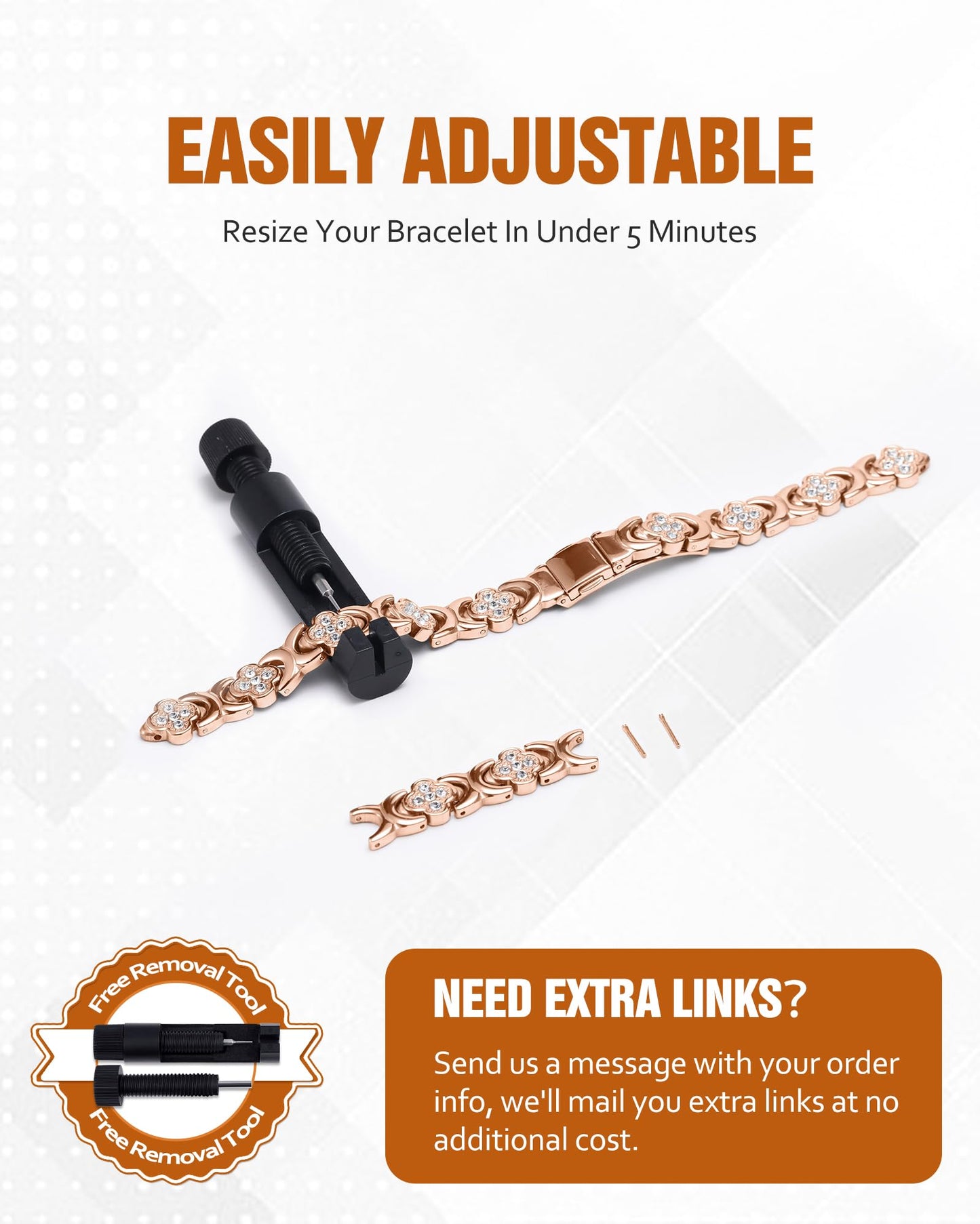 Jecanori Copper Bracelets for Women&Ring, Pure Copper Magnetic Bracelet with 3500 Gauss Magnets,Ideal Gift