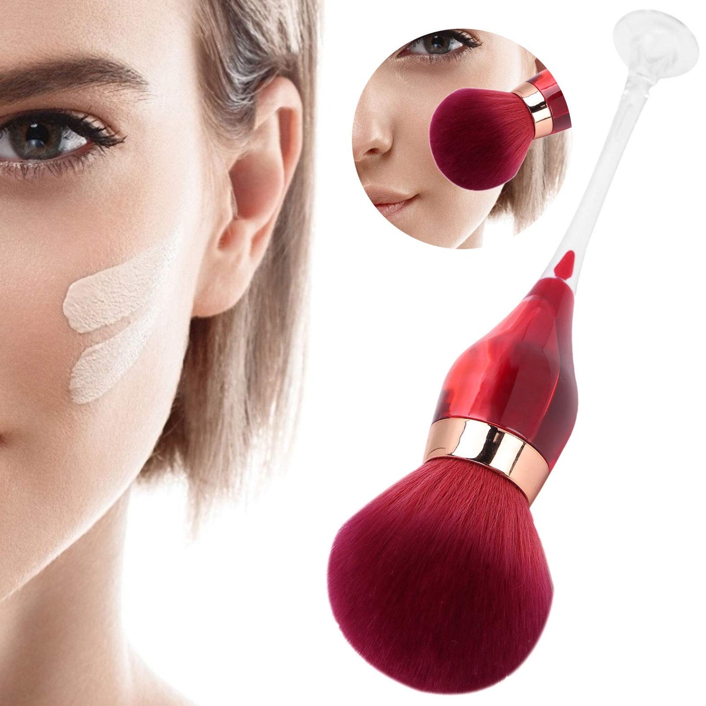 Nail Brush Dust Remover,Nail Dust Cleaning Brush Nail Art Powder Remover Brush Cleaner Makeup Blush Brushes(Rose red)