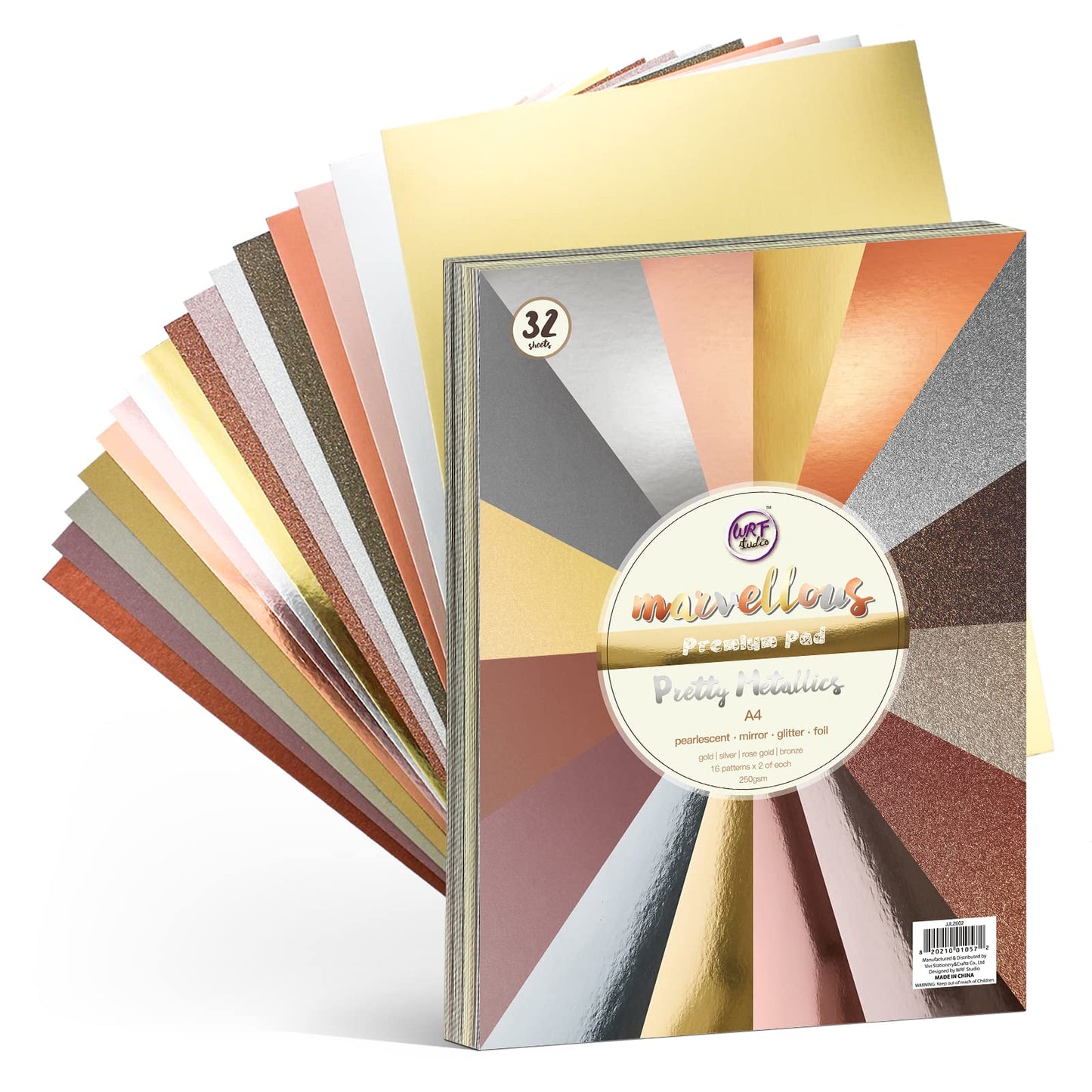 A4 Metallic Thick Cardstock, 32 Sheets 250 gsm Card stock Paper for Card making Scrapbook,School Projects, Shiny Metallic Cardstock Assortment Glitter, Mirror, Foil, Pearlescent