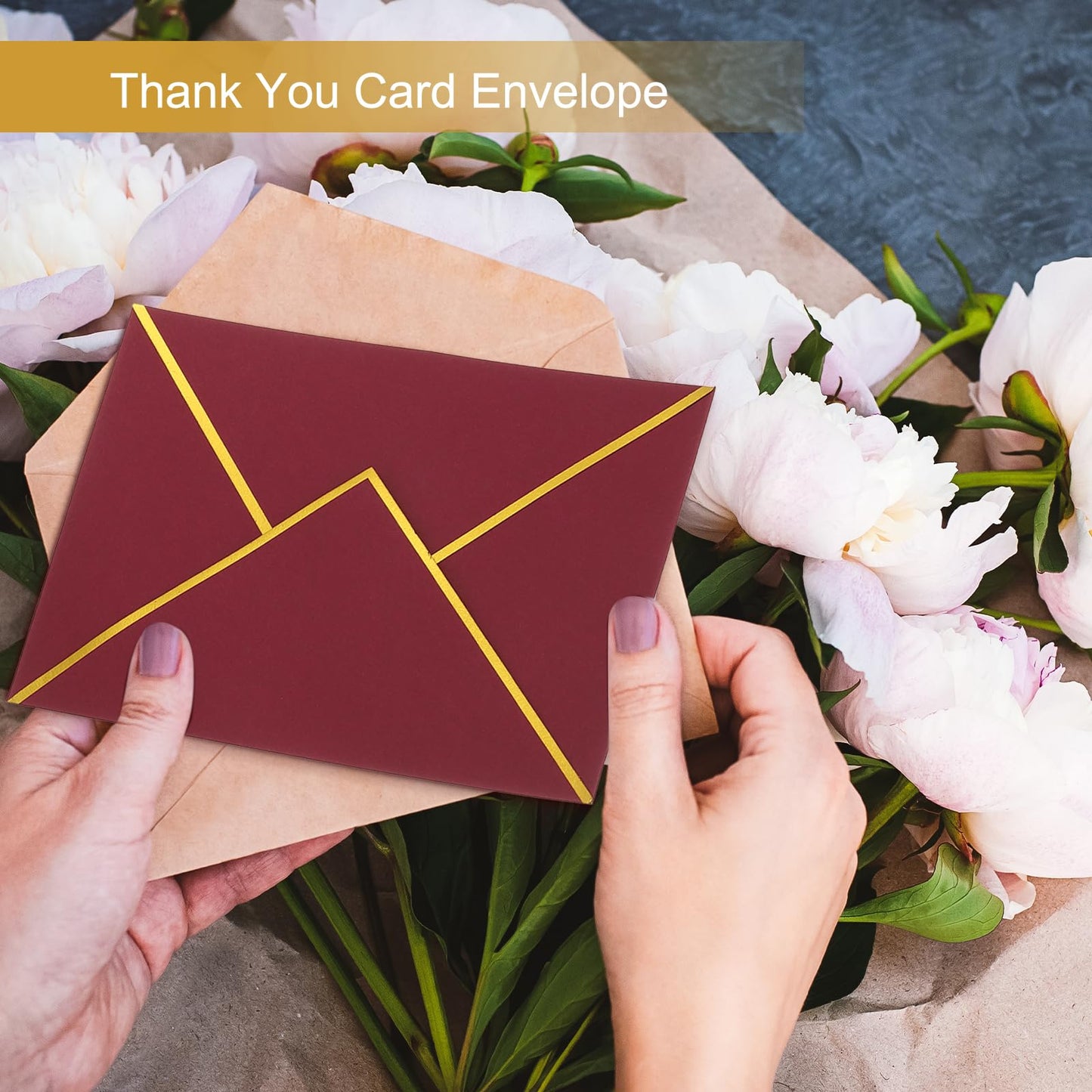 PATIKIL 100 Pack A6 Envelopes, 4x6 Card V Flap Envelope Round Edge Small Valentine Envelopes Self Seal with Gold Border for Office Wedding Card Invitations Graduation Party Gift, Black