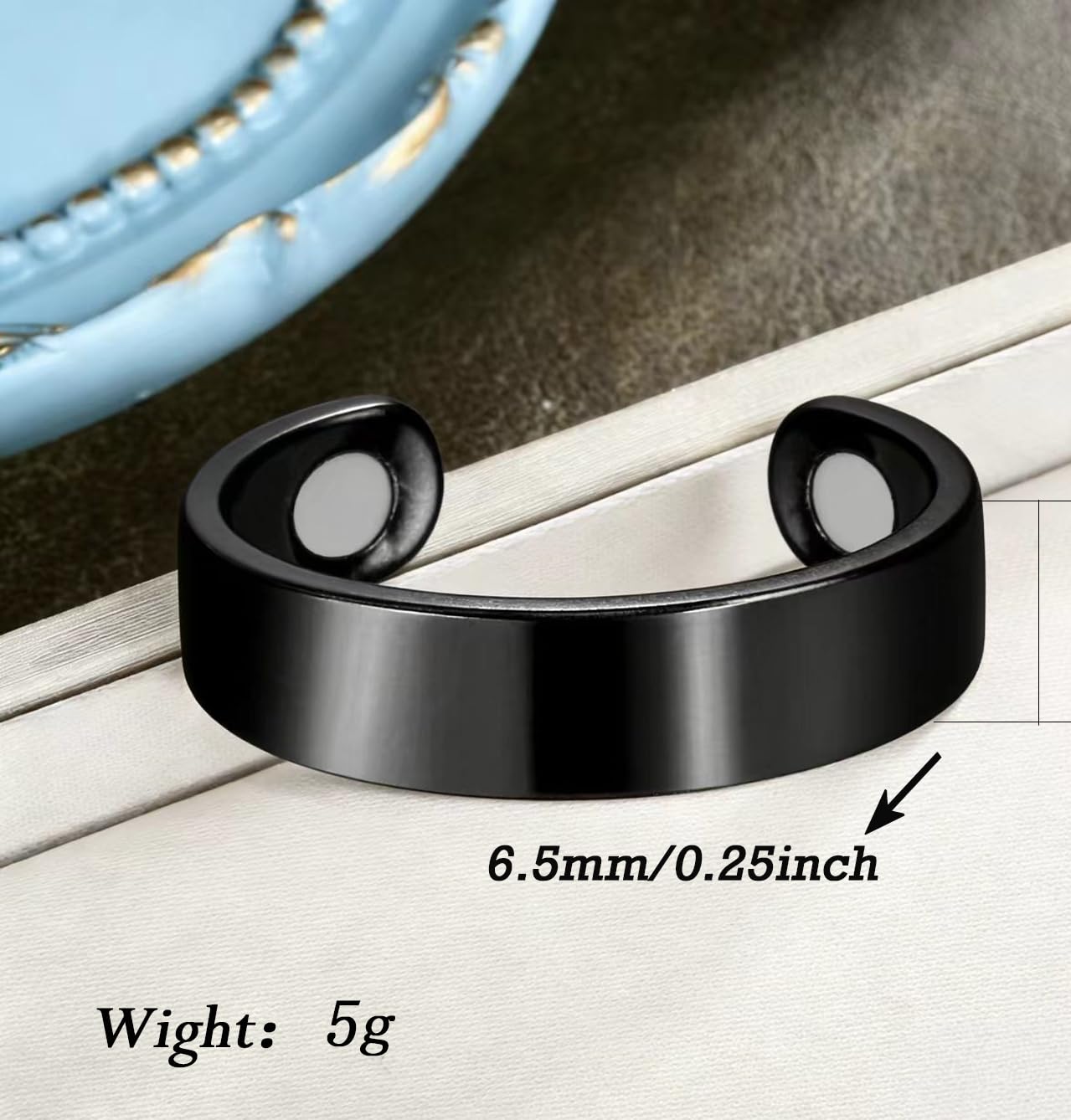 TiFluFlue Kalm Bracelet Ring Set for Women (Black)