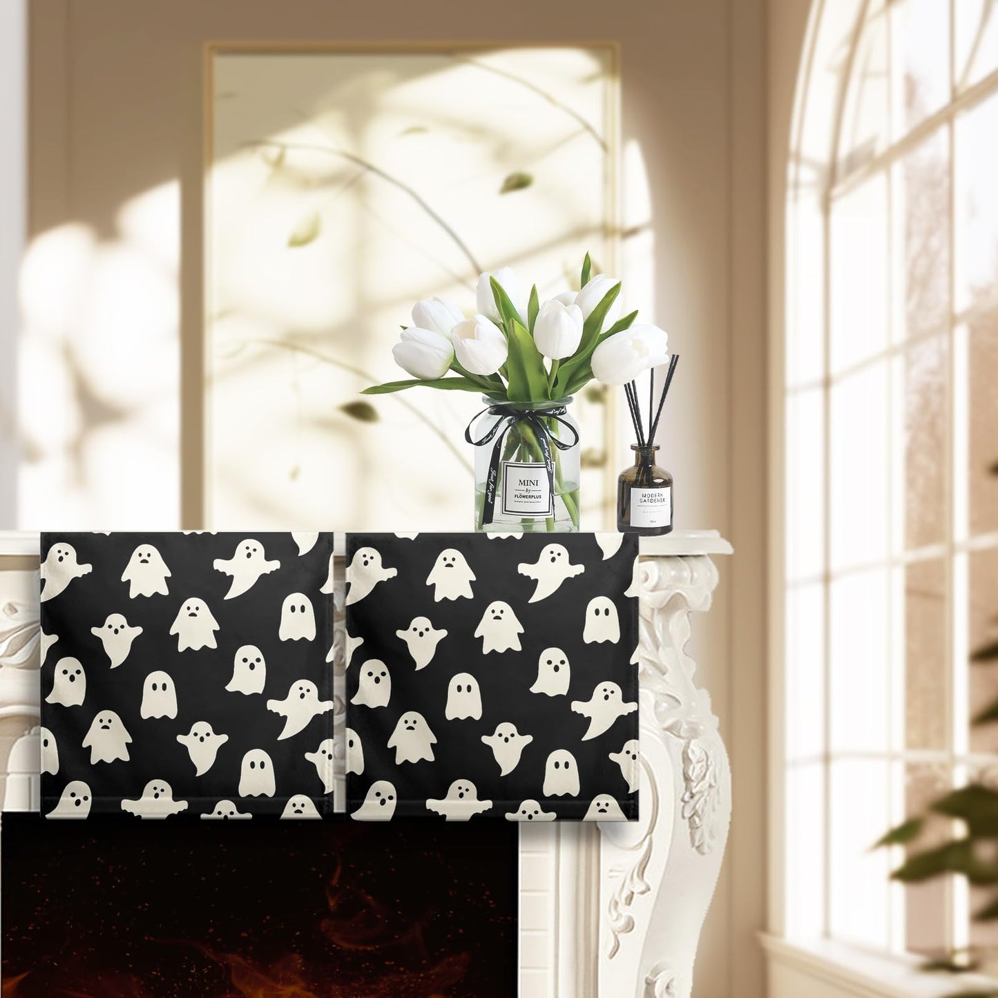 Cneztholim Halloween Spooky Bathroom Hand Towels Cute White Black Dish Towel Scary Halloween Kitchen Towels Soft Absorbent Towel Set for Home Farmhouse Gym Decor