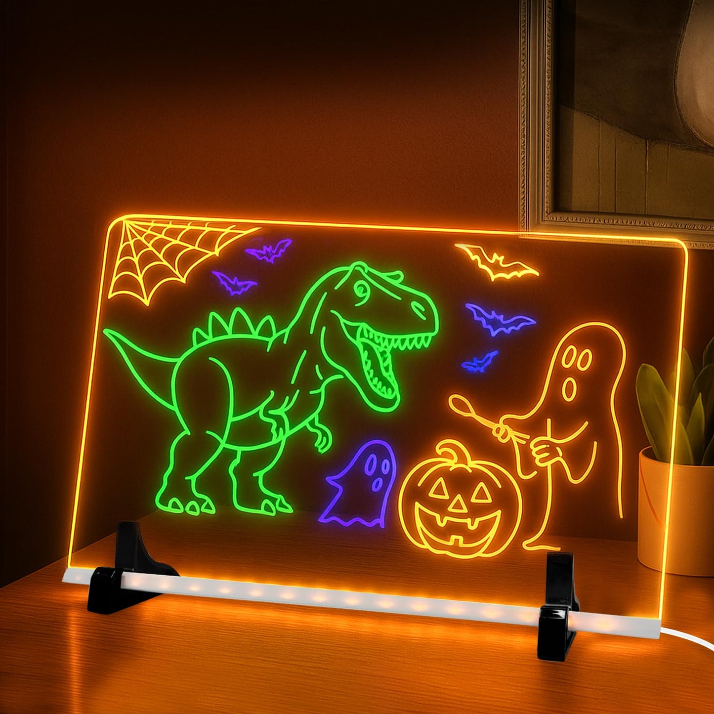 LED Drawing Board for Kids, More Durable Acrylic That Doesn’t Scratch Easily, 12x8 Inch LED Note Board with Colors, Doodle Glow, Gift Ideas for Christmas, Halloween, 3–10 Year Old Girl & Boy Birthday