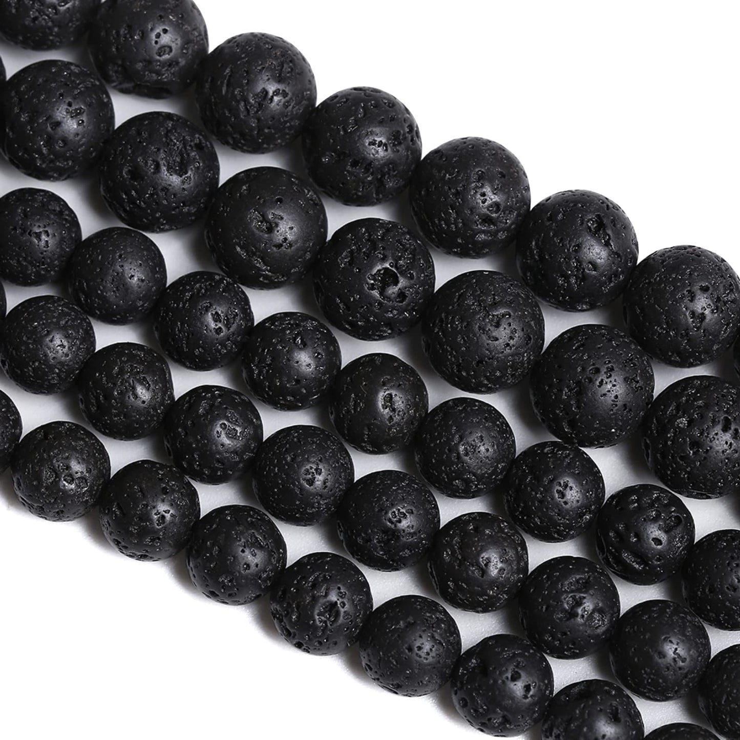 6mm 60pcs Natural Stone Black Volcanic Lava Chakra Spacer Loose Beads for Jewelry Making DIY Bracelet