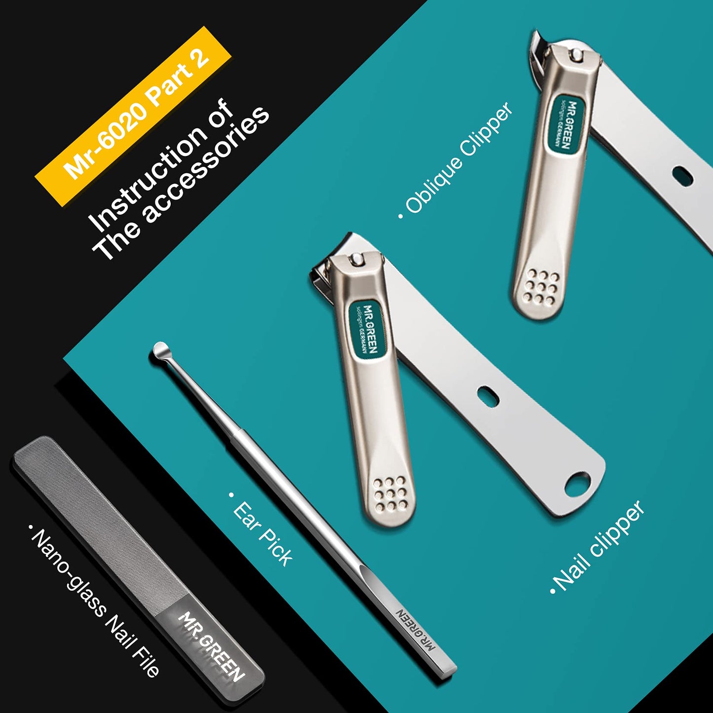 MR.GREEN 7in1 Manicure Sets Personal Care Tools Stainless Steel Professional Nail Clippers Pedicure Set Travel Case Kits (Mr-6020)